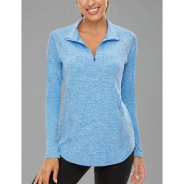 LURANEE Womens UPF 50+ Long Sleeve 1/4 Zip Pullover Athletic Hiking Running Workout Tops