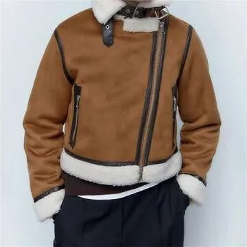 Warm KEOMUD Sherpa Lined Crop Jacket for Stylish Winter Looks