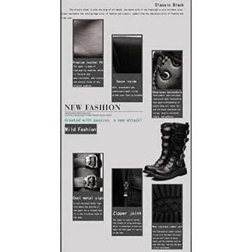 Tebapi Men's Waterproof Leather Motorcycle Boots