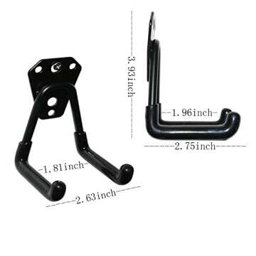 Roos Wall Hung Double Hook Storage Hook Garage Space Saver Hanger Rack Pack of 4(Small Hook)