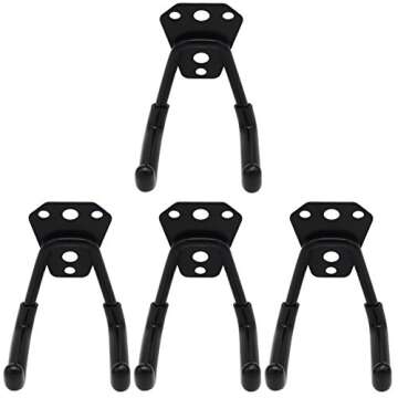 Roos Wall Hung Double Hook Storage Hook Garage Space Saver Hanger Rack Pack of 4(Small Hook)