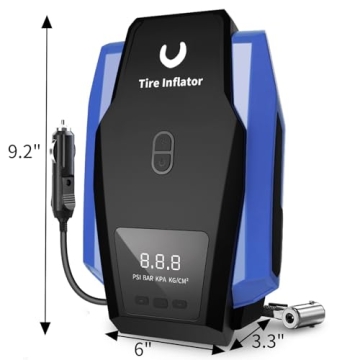 Portable Tire Inflator with Auto Shutoff & LED Light