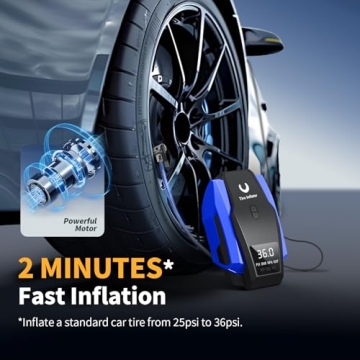 Portable Tire Inflator with Auto Shutoff & LED Light