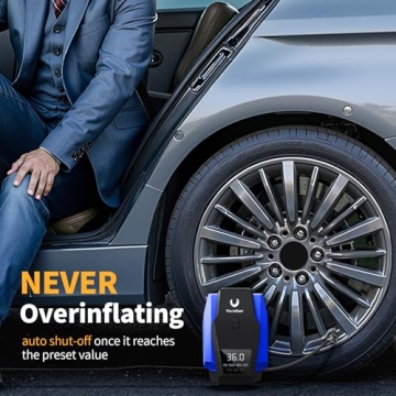 Portable Tire Inflator with Auto Shutoff & LED Light