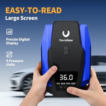 Portable Tire Inflator with Auto Shutoff & LED Light