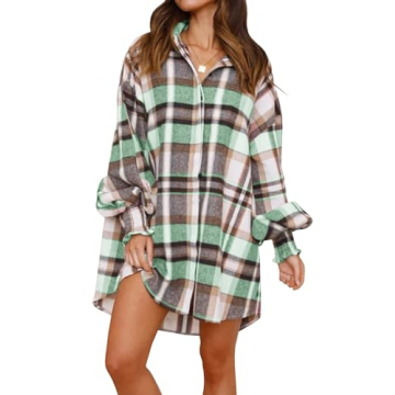 Stylish Danedvi Women’s Oversized Flannel Plaid Shirt Jacket