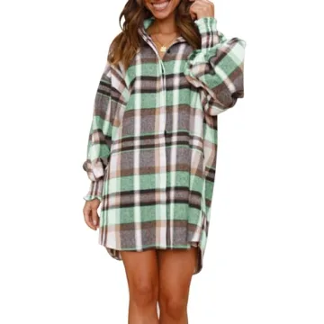 Danedvi Women's Flannel Long Sleeve Oversized Shirt