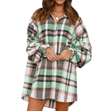 Danedvi Women's Flannel Long Sleeve Oversized Shirt