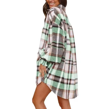 Danedvi Women's Flannel Long Sleeve Oversized Shirt