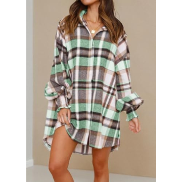 Danedvi Women's Flannel Long Sleeve Oversized Shirt