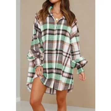 Danedvi Women's Flannel Long Sleeve Oversized Shirt