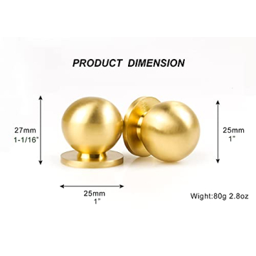 Elegant Round Solid Brass Cabinet Drawer Knobs 4pcs