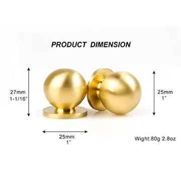 Elegant Round Solid Brass Cabinet Drawer Knobs 4pcs