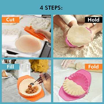 Zoie + Chloe Set of 3 Dough Press - Plastic Pastry Shaper & Empanada Maker Press With Crimped Crust Edges - Kitchen Tools For Making Dumplings, Hand Pie, Ravioli, Pierogi, Turnover - 4”, 5”, 6”