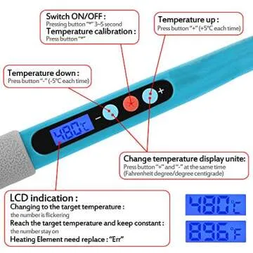 Aipudi Soldering Iron Kit Electric 60W 110V LCD Display Adjustable Temperature Soldering Gun Welding Tools, Solder Wire Tube/Small stents/5pcs Replacement Tips