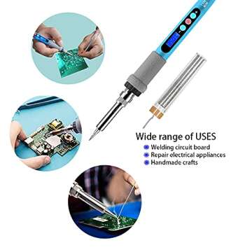Aipudi Soldering Iron Kit Electric 60W 110V LCD Display Adjustable Temperature Soldering Gun Welding Tools, Solder Wire Tube/Small stents/5pcs Replacement Tips