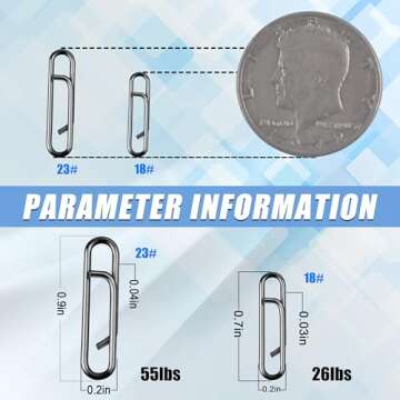 Fishing Power Speed Clips Stainless Steel Topwater Speed Clips for Fishing Lures Quick Change Swivel...