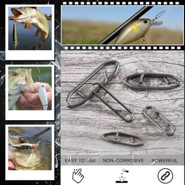 Fishing Power Speed Clips Stainless Steel Topwater Speed Clips for Fishing Lures Quick Change Swivels High Strength Fishing Snap Connectors Freshwater Saltwater Crankbait Popper Lures (18#-50PCS)