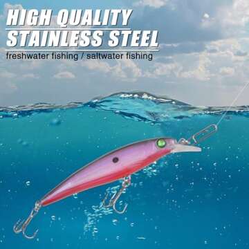 Fishing Power Speed Clips Stainless Steel Topwater Speed Clips for Fishing Lures Quick Change Swivels High Strength Fishing Snap Connectors Freshwater Saltwater Crankbait Popper Lures (18#-50PCS)