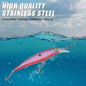 Fishing Power Speed Clips Stainless Steel Topwater Speed Clips for Fishing Lures Quick Change Swivels High Strength Fishing Snap Connectors Freshwater Saltwater Crankbait Popper Lures (18#-50PCS)