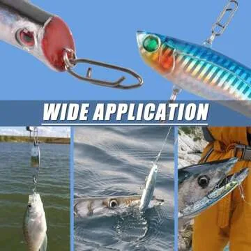 Fishing Power Speed Clips Stainless Steel Topwater Speed Clips for Fishing Lures Quick Change Swivels High Strength Fishing Snap Connectors Freshwater Saltwater Crankbait Popper Lures (18#-50PCS)