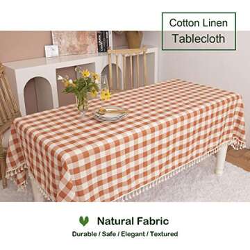 Midsummer Breeze Rustic Plaid Square Tablecloth-Country Buffalo Check Cotton Table Cloth for Spring ...