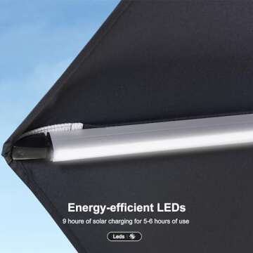 PURPLE LEAF 11ft Solar LED Double Top Patio Umbrella