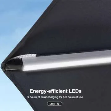 PURPLE LEAF 11ft Solar LED Double Top Patio Umbrella