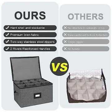 Mayniu Stemware Storage Cases, Wine Glass Storage Box Containers with Dividers for Glassware Crystal Storage and Transport, Hard Shell and Stackable (Black)