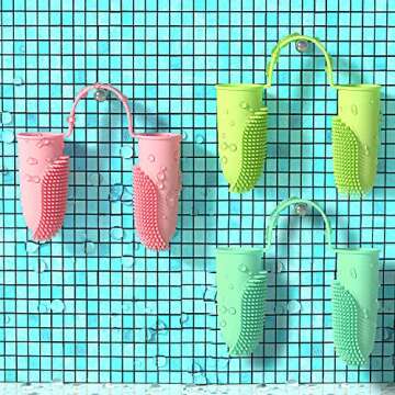 ZINMIT 360º Dog Fingerbrush Toothbrush Kit Ergonomic Design, Two Fingers Toothbrushes for Dog Cats Teeth Cleaning, Washable&Comfortable&Durable, 1 Set for Two Fingers, (Pink)