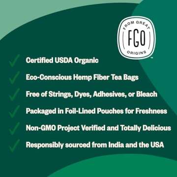 FGO Organic Moringa Mint Tea, 100 Count, Eco-Conscious Herbal Tea Bags, Resealable Bag, Caffeine Free, Packaging May Vary (Pack of 1)