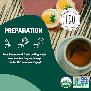 FGO Organic Moringa Mint Tea, 100 Count, Eco-Conscious Herbal Tea Bags, Resealable Bag, Caffeine Free, Packaging May Vary (Pack of 1)