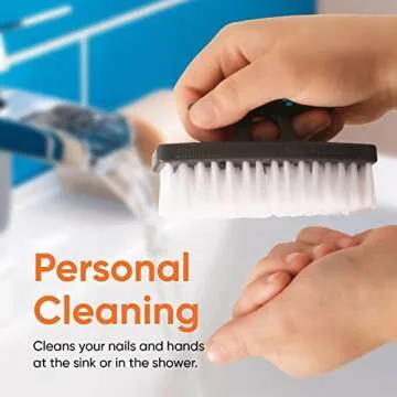 Superio Stiff Nail Brush Cleaner with Handle- 3 Pack Durable Brush Scrubber to Clean Toes, Fingernails, Hand Scrubber All Surface Cleaning, White Heavy Duty Scrub Brush Stiff Bristles, Easy to Hold