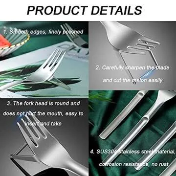 Watermelon Slicer Cutter 2 Pack, 2-in-1 Watermelon Fork Slicer, Summer Watermelon Cutting Artifact, Stainless Steel Fruit Forks Slicer Knife for Family Parties Camping