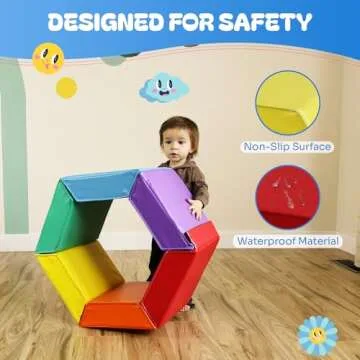 New-Bounce Hexagon Gymnastics Mat - Gym Equipment Mats for Kids - Trainer Tumbling Mat