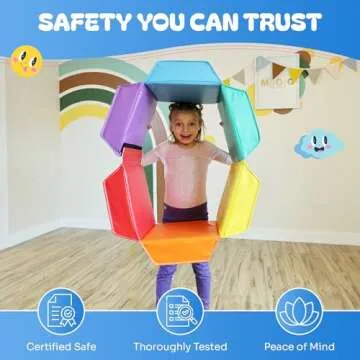 New-Bounce Hexagon Gymnastics Mat - Gym Equipment Mats for Kids - Trainer Tumbling Mat