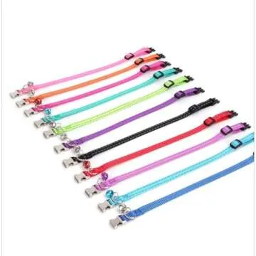 Puppy Collar with Bell, Reflective Nylon Metal Buckle Cat Collar with Bells for XXS XS Tiny Pet Little Dogs Girl Kitten Female Small Animal, Pink X-Small
