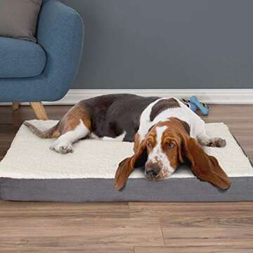 PETMAKER Orthopedic Dog Bed - 2-Layer 36x27-Inch Memory Foam Pet Mattress with Machine-Washable Sher...