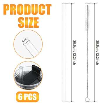 6pcs Straw Replacement for Stanley Cup Accessories, Reusable Straws for Stanley 40 oz 30 oz and Simp...