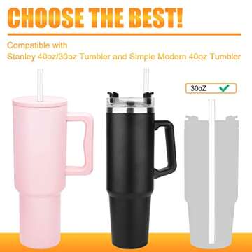 6pcs Straw Replacement for Stanley Cup Accessories, Reusable Straws for Stanley 40 oz 30 oz and Simple Modern Trek Tumbler with Handle, Bottle Straws with Cleaning Brush for Stanley 40oz Jug (12.2in)