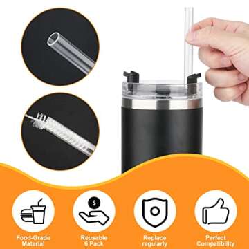 6pcs Straw Replacement for Stanley Cup Accessories, Reusable Straws for Stanley 40 oz 30 oz and Simple Modern Trek Tumbler with Handle, Bottle Straws with Cleaning Brush for Stanley 40oz Jug (12.2in)