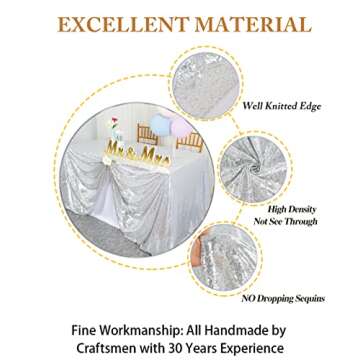 ShiDianYi 50''x72''Silver Sequin Tablecloth, Wedding Table Cloth, Sparkle Sequin Linens, Glitz, Sequin Cake Tablecloth, Sequin Tablecloth (50''x72'')