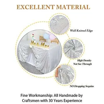 ShiDianYi 50''x72''Silver Sequin Tablecloth, Wedding Table Cloth, Sparkle Sequin Linens, Glitz, Sequin Cake Tablecloth, Sequin Tablecloth (50''x72'')