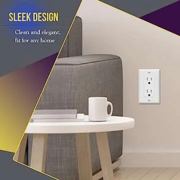 ENERLITES Decorator Light Switch or Receptacle Outlet Wall Plate, Gloss Finish, Size 1-Gang 4.50" x 2.76", Unbreakable Polycarbonate Thermoplastic, UL Listed, 8831-W, White