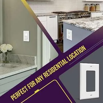 ENERLITES Decorator Light Switch or Receptacle Outlet Wall Plate, Gloss Finish, Size 1-Gang 4.50" x 2.76", Unbreakable Polycarbonate Thermoplastic, UL Listed, 8831-W, White