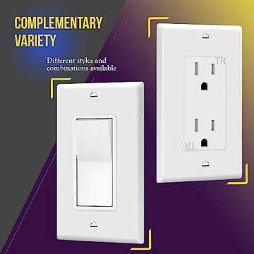 ENERLITES Decorator Light Switch or Receptacle Outlet Wall Plate, Gloss Finish, Size 1-Gang 4.50" x 2.76", Unbreakable Polycarbonate Thermoplastic, UL Listed, 8831-W, White