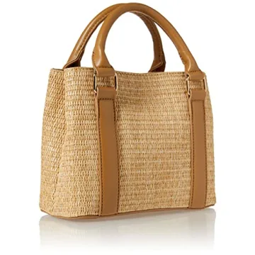 The Drop Women's Orla Boxy Straw Crossbody, Mocha, One Size