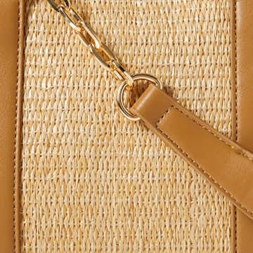 The Drop Women's Orla Boxy Straw Crossbody, Mocha, One Size