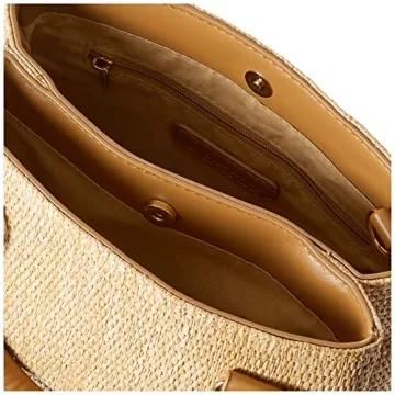 The Drop Women's Orla Boxy Straw Crossbody, Mocha, One Size