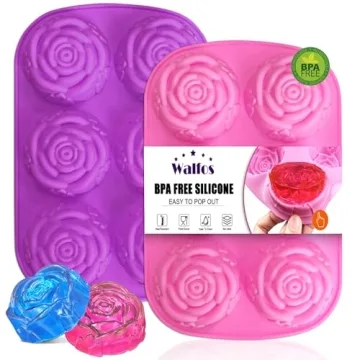 Walfos Rose Ice Cube Mold - 2.8 Inch Silicone for Ice, Soap & More, Set of 2